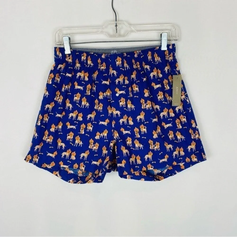 NWT J Crew 100% Cotton‎ Printed Boxer Underwear Size Small Halloween Pumpkin Dog